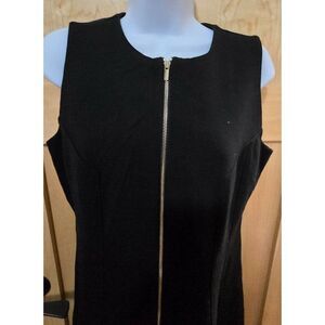 Ann Taylor Sleeveless Black Zip-Front Dress elegant date night office wear